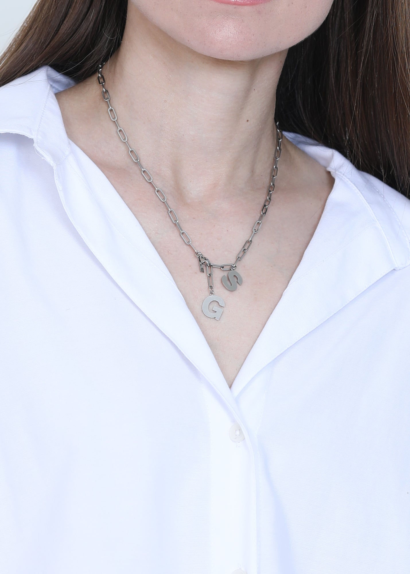 Paperclip adjustable Necklace in steel (1 or 2 letters)