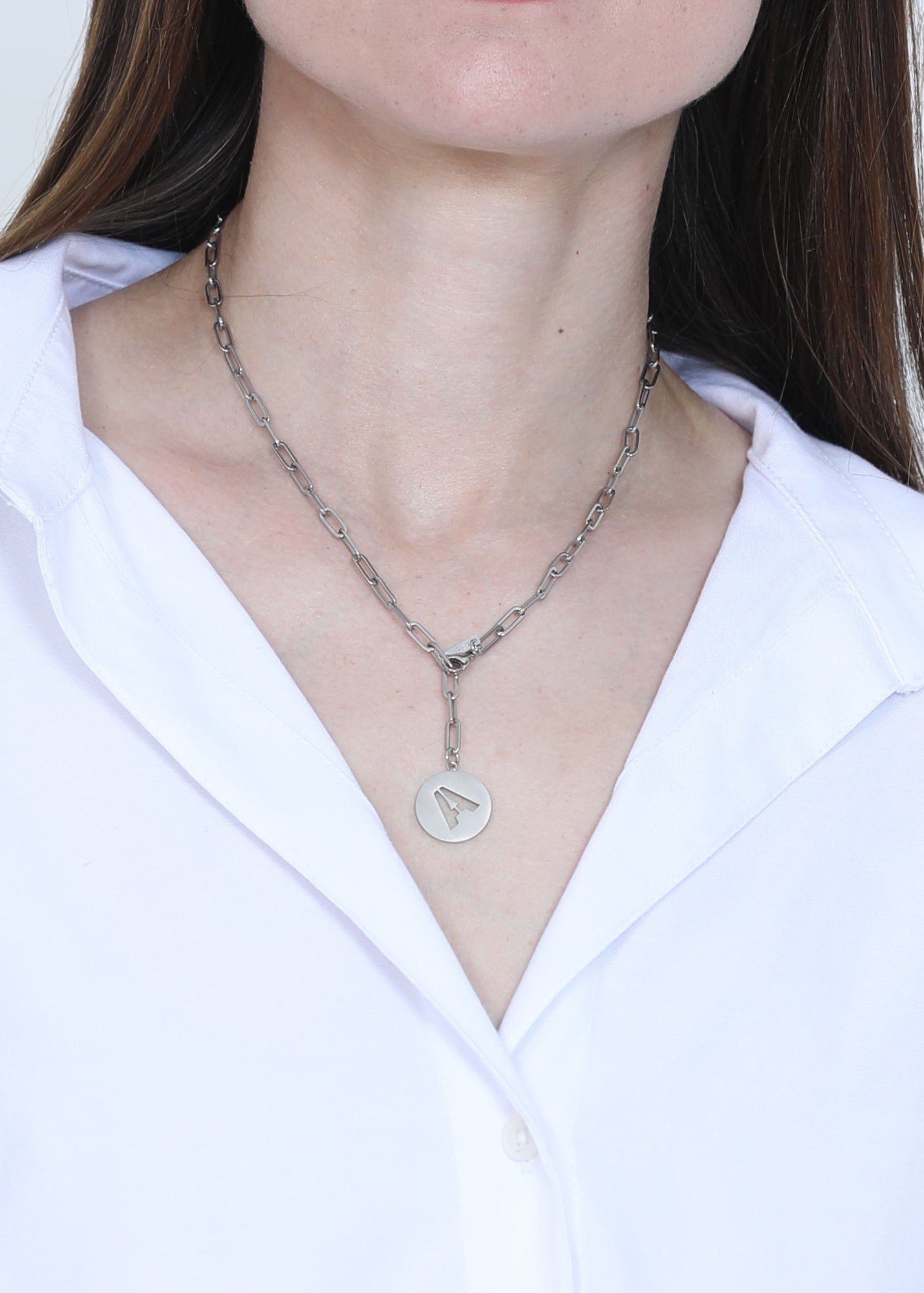 Paperclip adjustable Necklace in steel (1 or 2 letters)