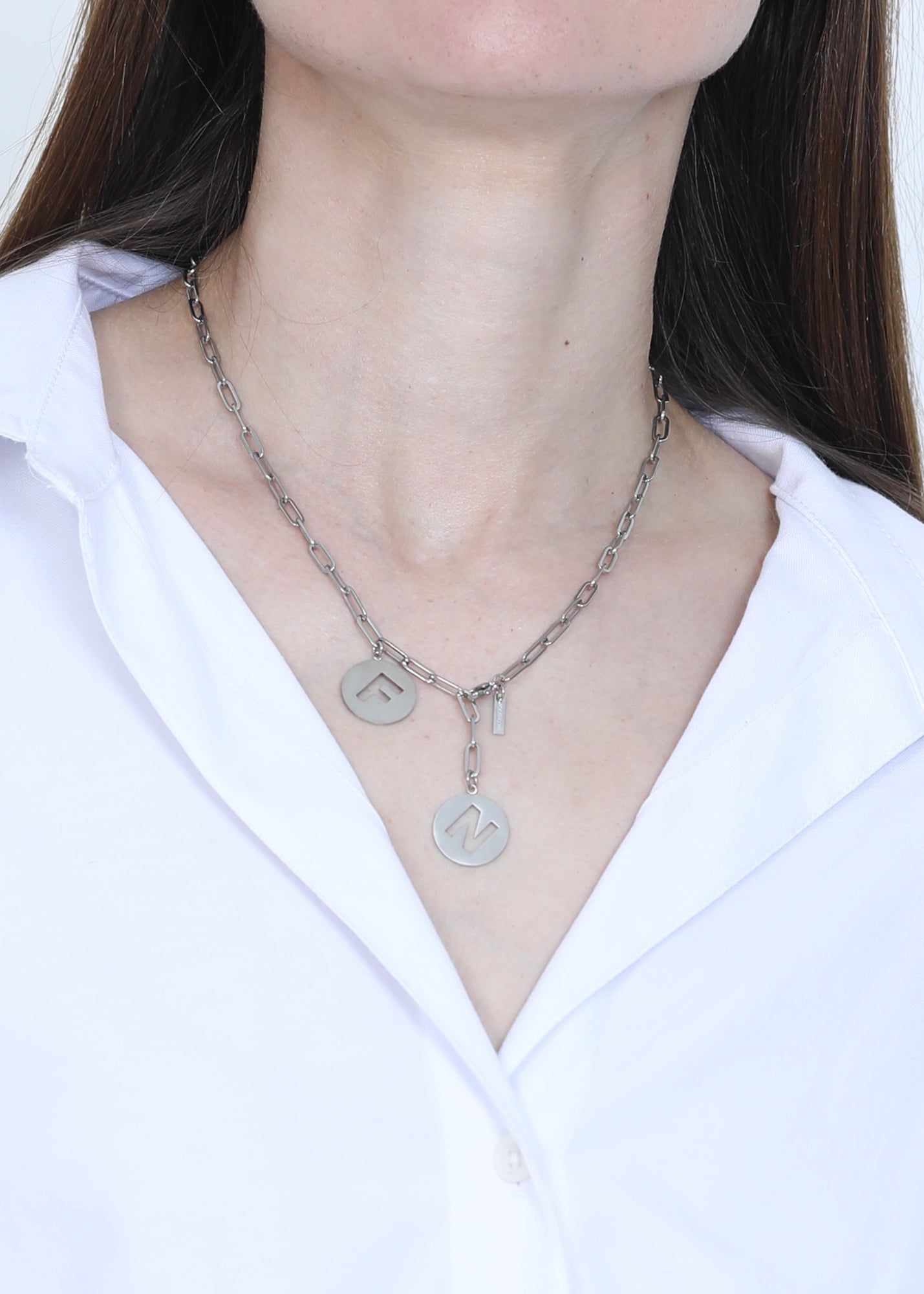 Paperclip adjustable Necklace in steel (1 or 2 letters)