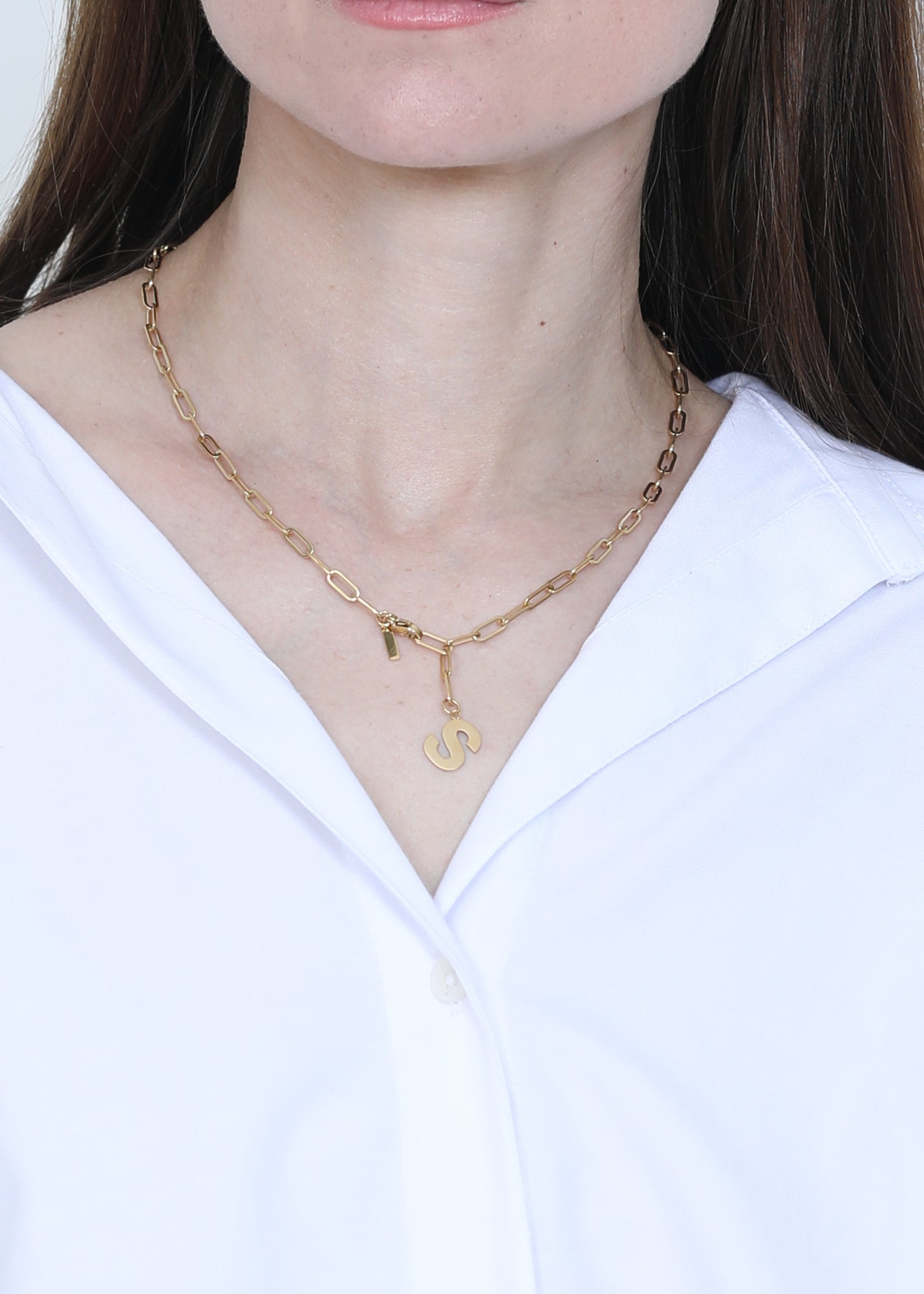 Paperclip adjustable Necklace in gold (1 or 2 letters)
