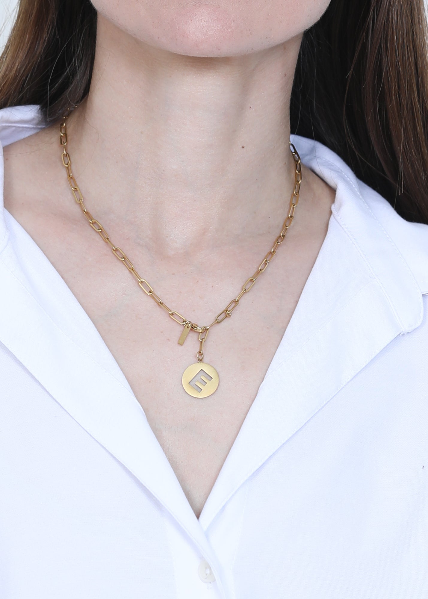 Paperclip adjustable Necklace in gold (1 or 2 letters)