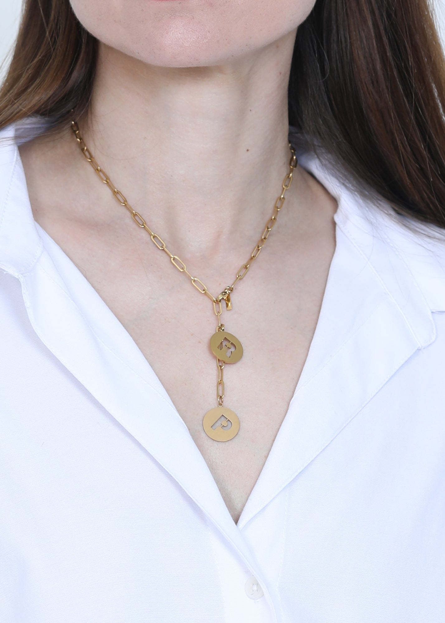 Paperclip adjustable Necklace in gold (1 or 2 letters)
