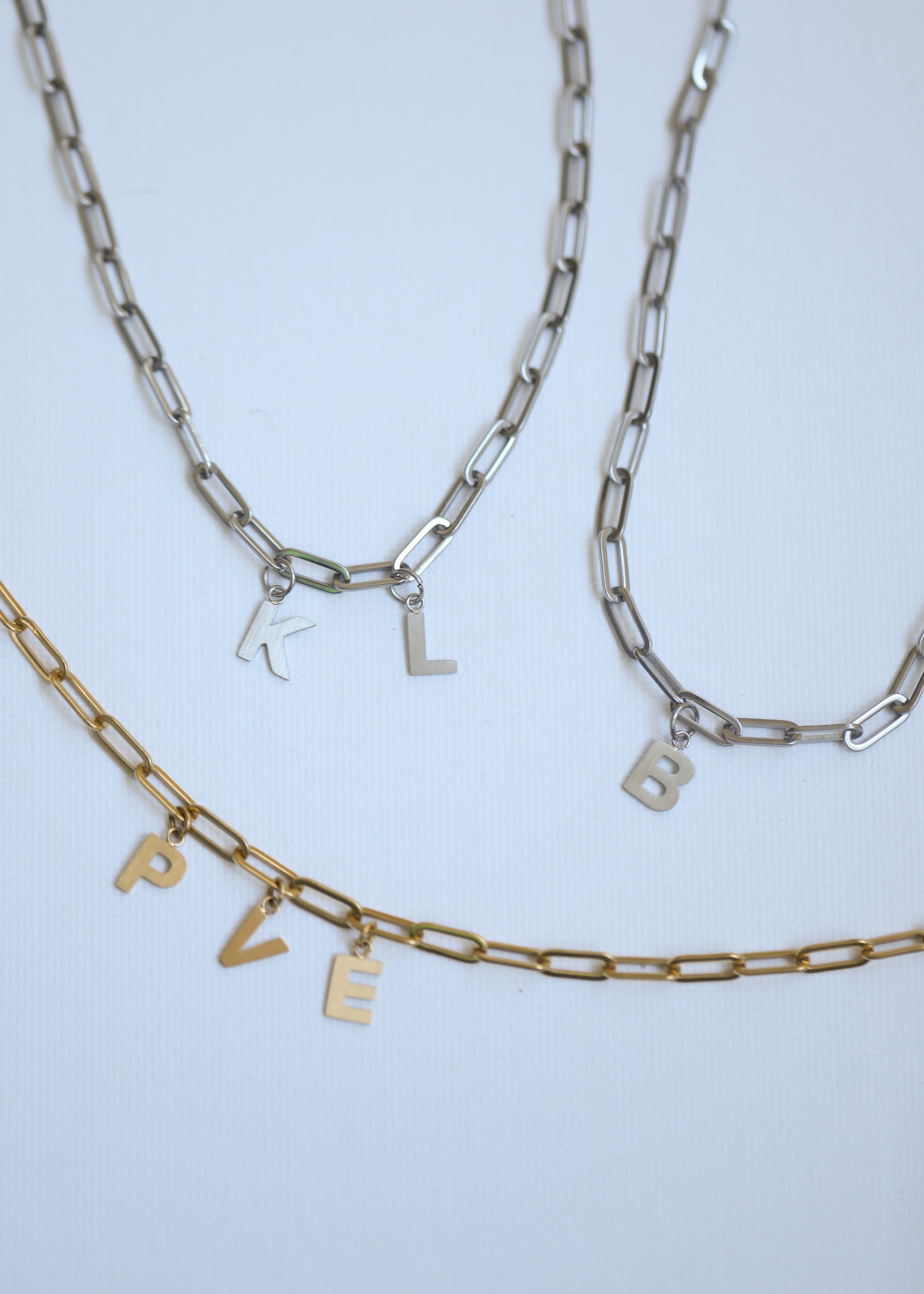 Paperclip mini Necklace in steel (1-3 letters)