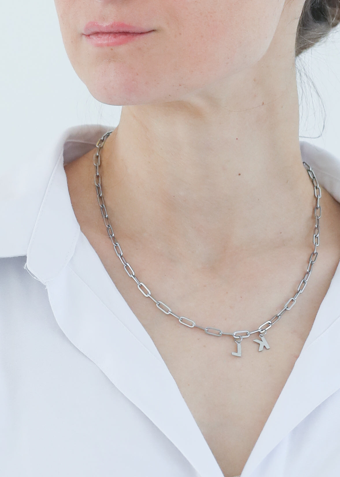 Paperclip mini Necklace in steel (1-3 letters)