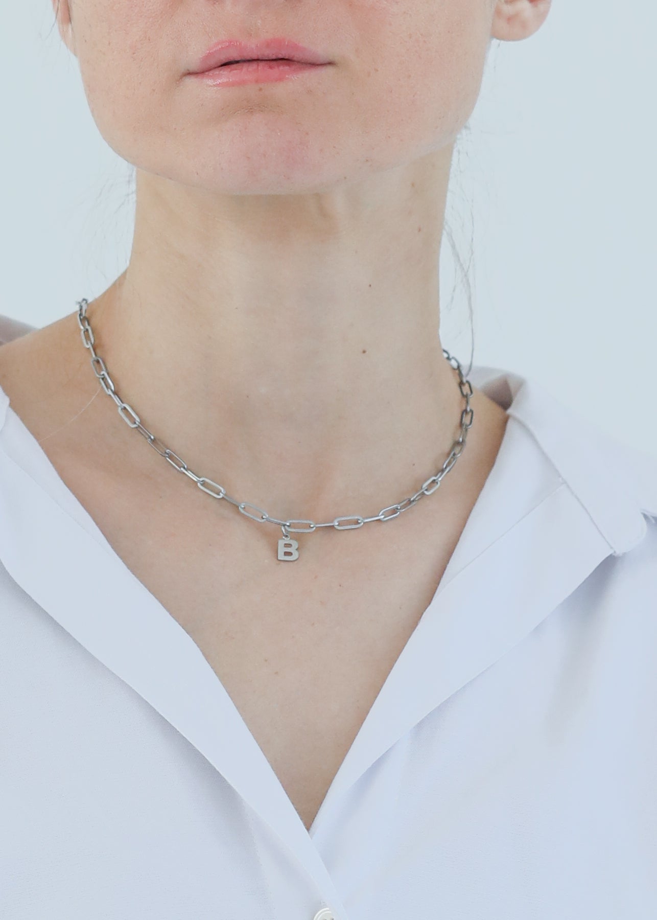 Paperclip mini Necklace in steel (1-3 letters)