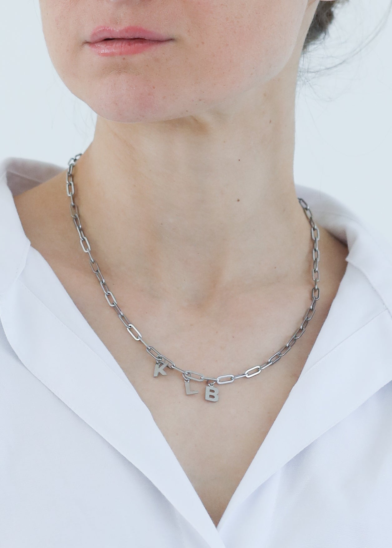 Paperclip mini Necklace in steel (1-3 letters)