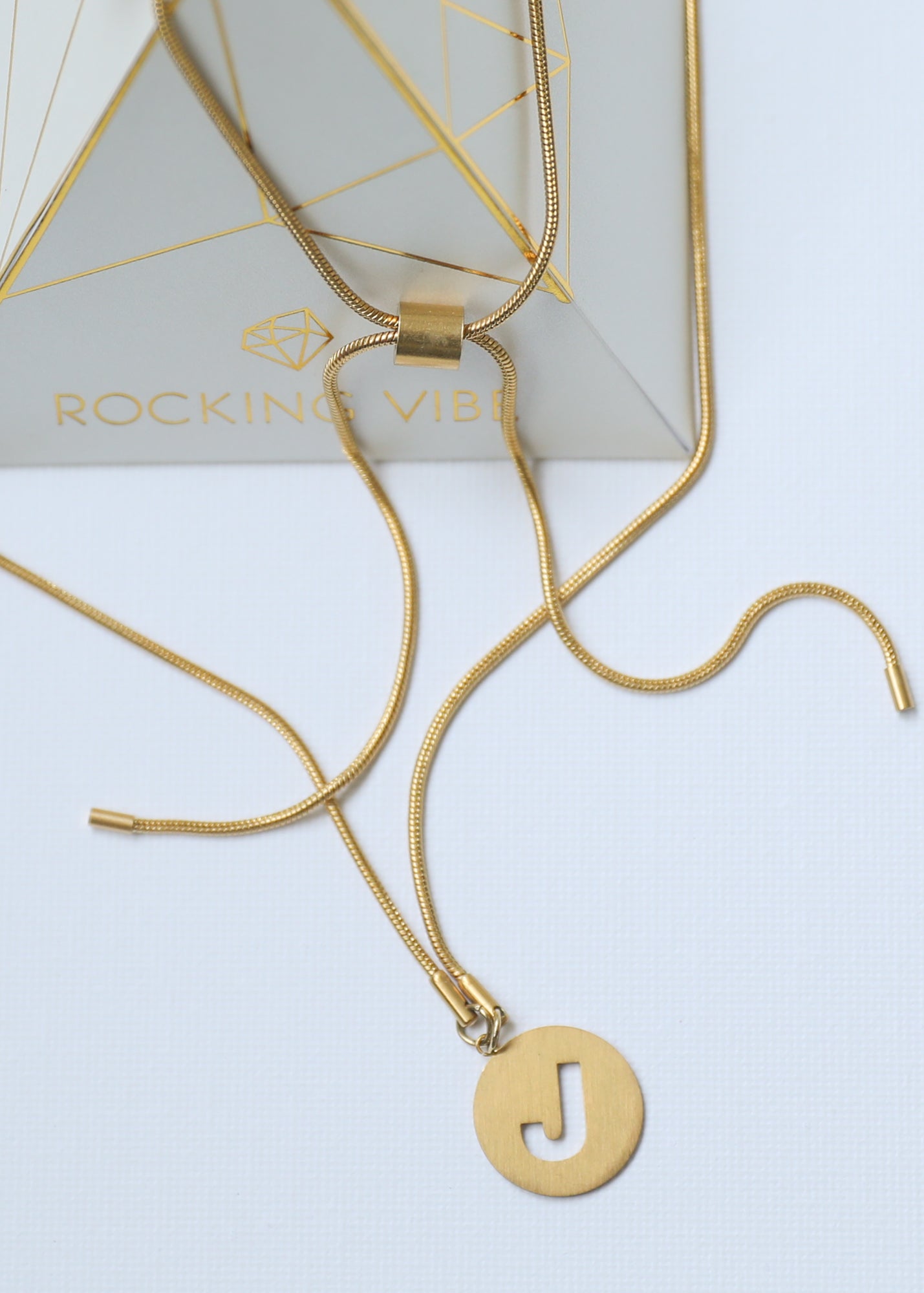 Long Adjustable Snake Chain Necklace in gold