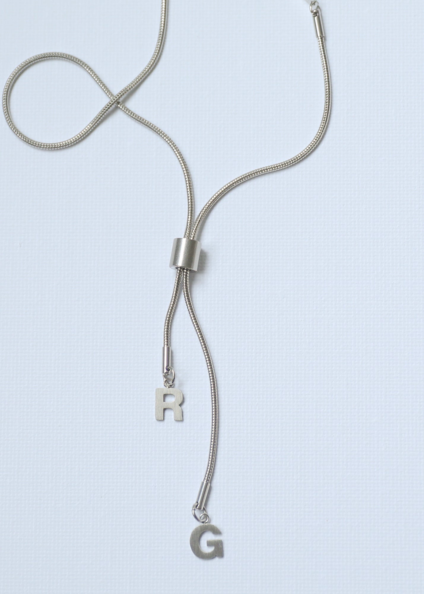 Double Drop Adjustable Snake Chain Necklace in steel