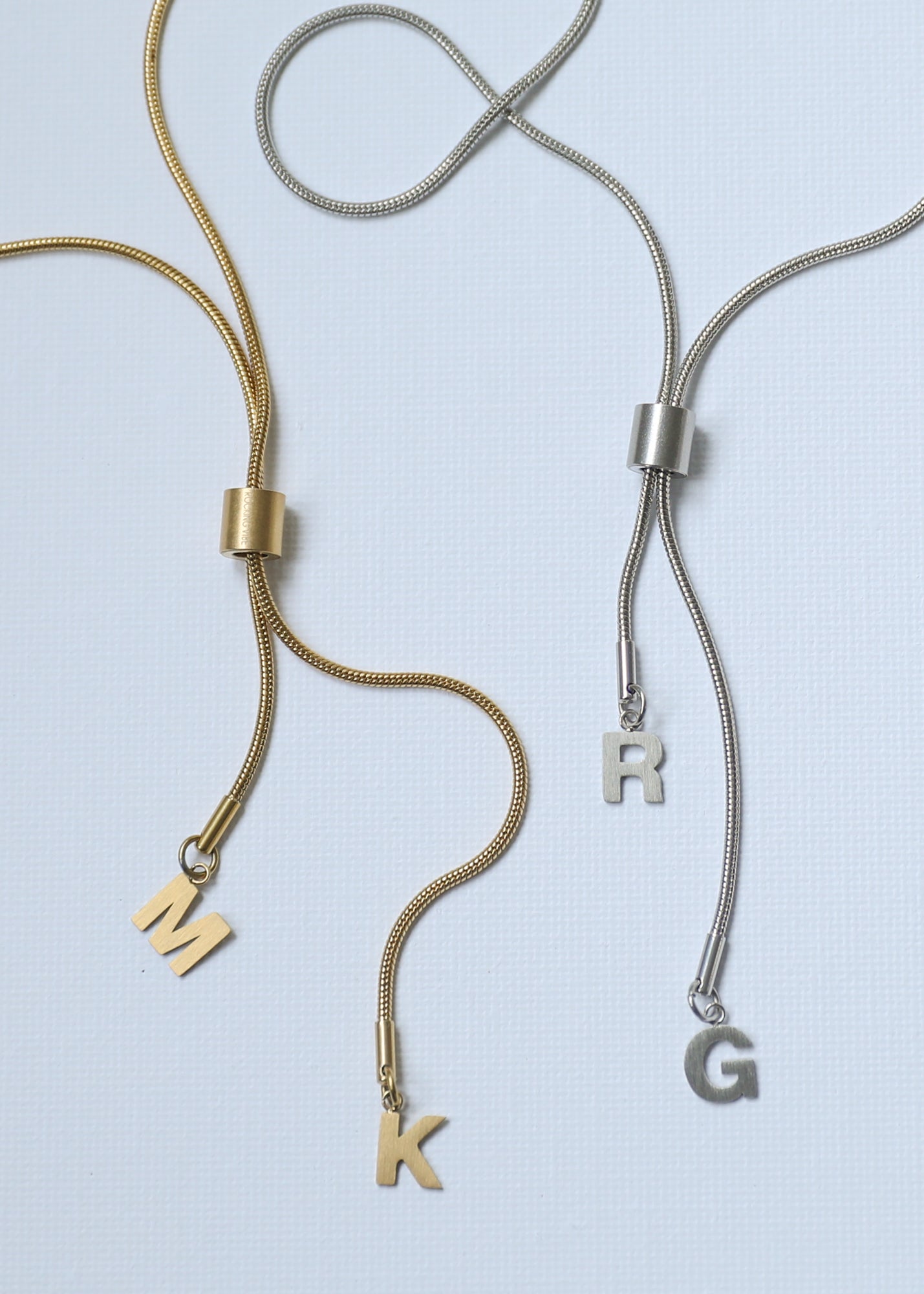 Double Drop Adjustable Snake Chain Necklace in steel