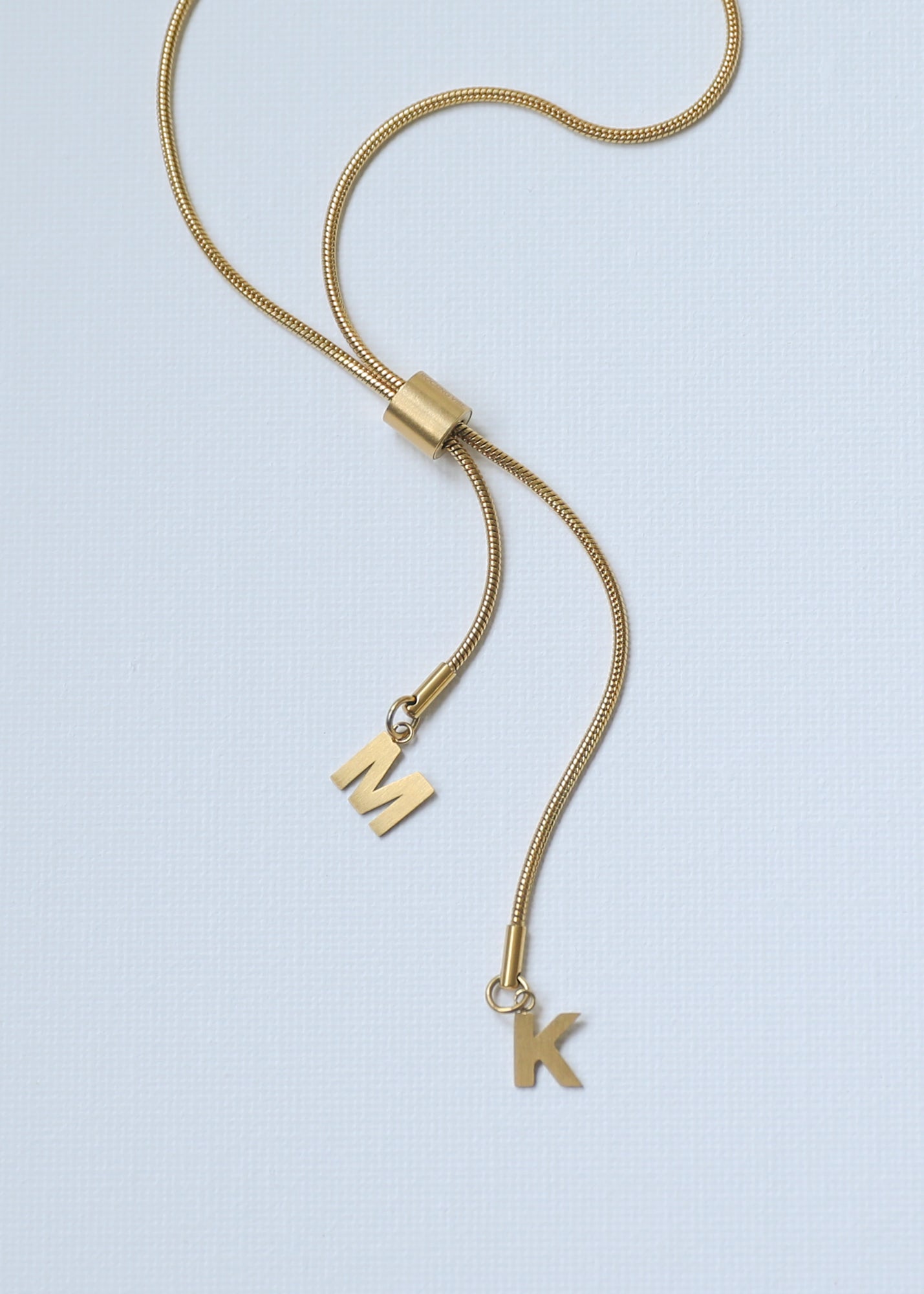 Double Drop Adjustable Snake Chain Necklace in gold