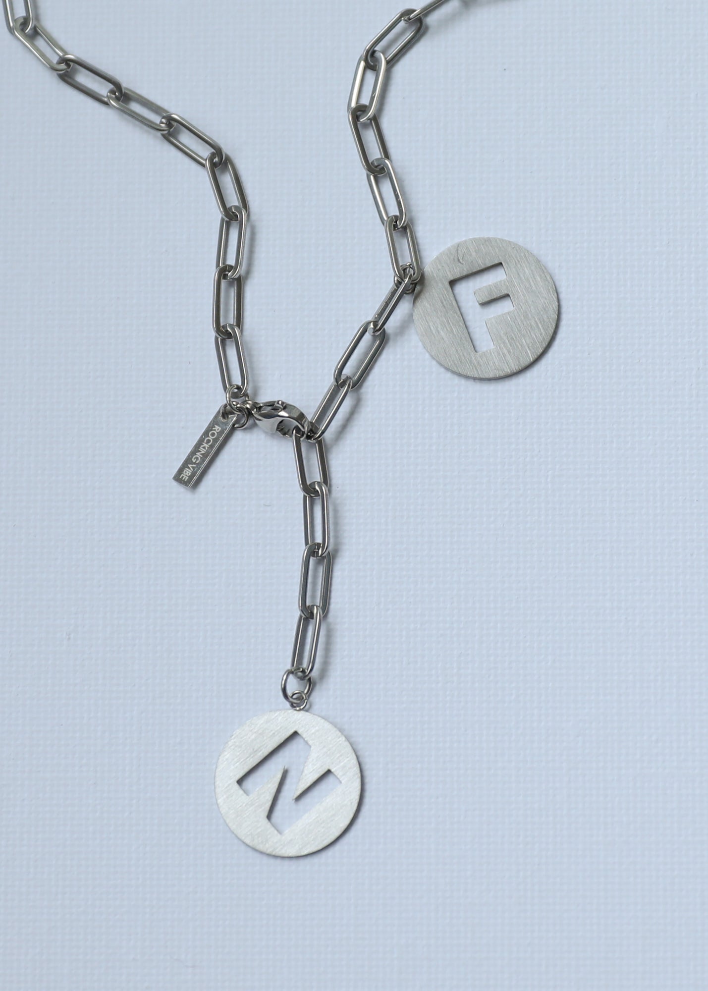 Paperclip adjustable Necklace in steel (1 or 2 letters)