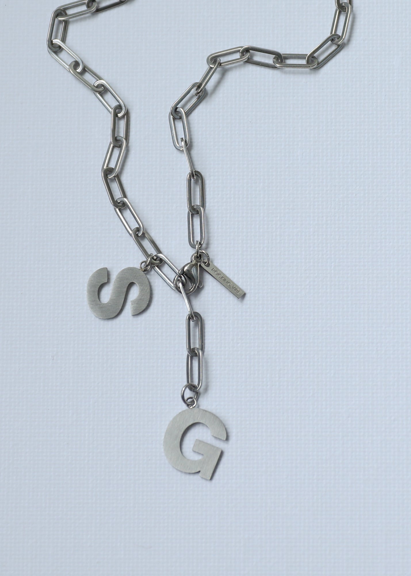 Paperclip adjustable Necklace in steel (1 or 2 letters)