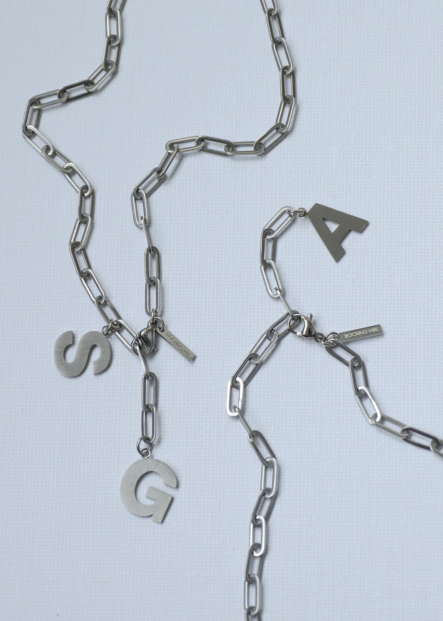 Paperclip adjustable Necklace in steel (1 or 2 letters)