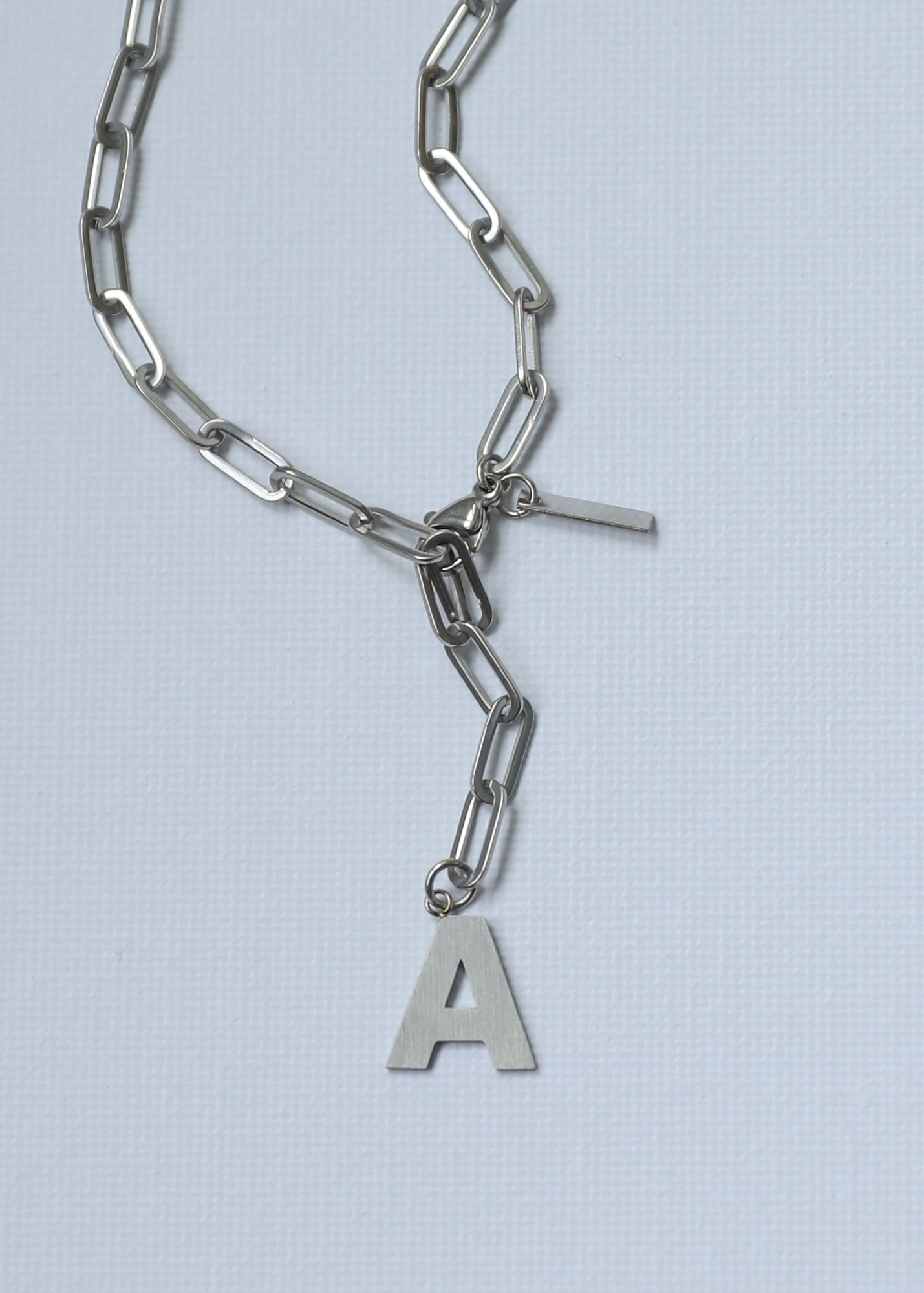 Paperclip adjustable Necklace in steel (1 or 2 letters)