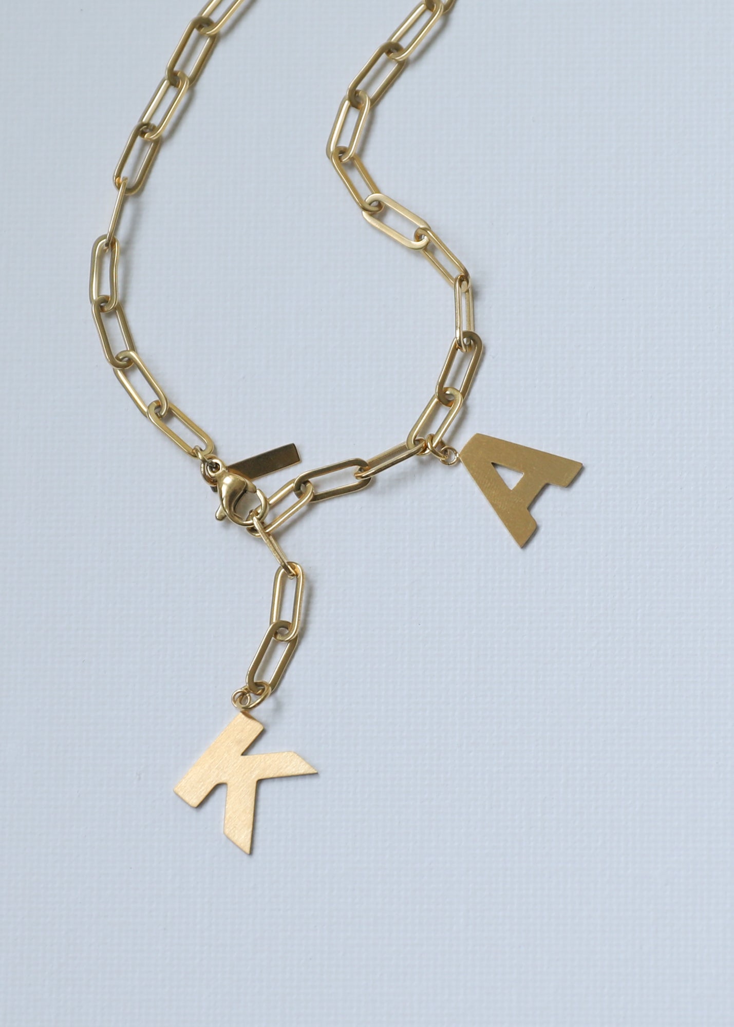 Paperclip adjustable Necklace in gold (1 or 2 letters)