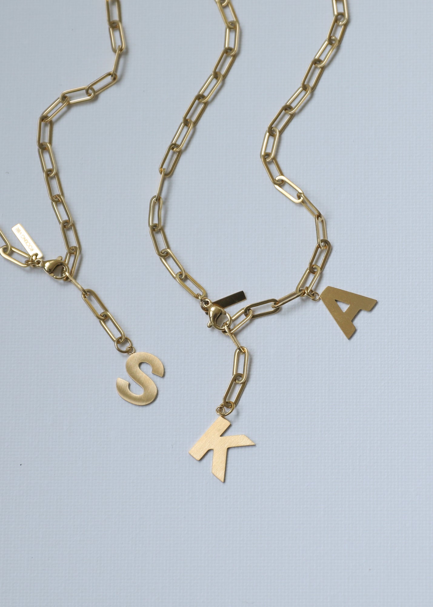 Paperclip adjustable Necklace in gold (1 or 2 letters)