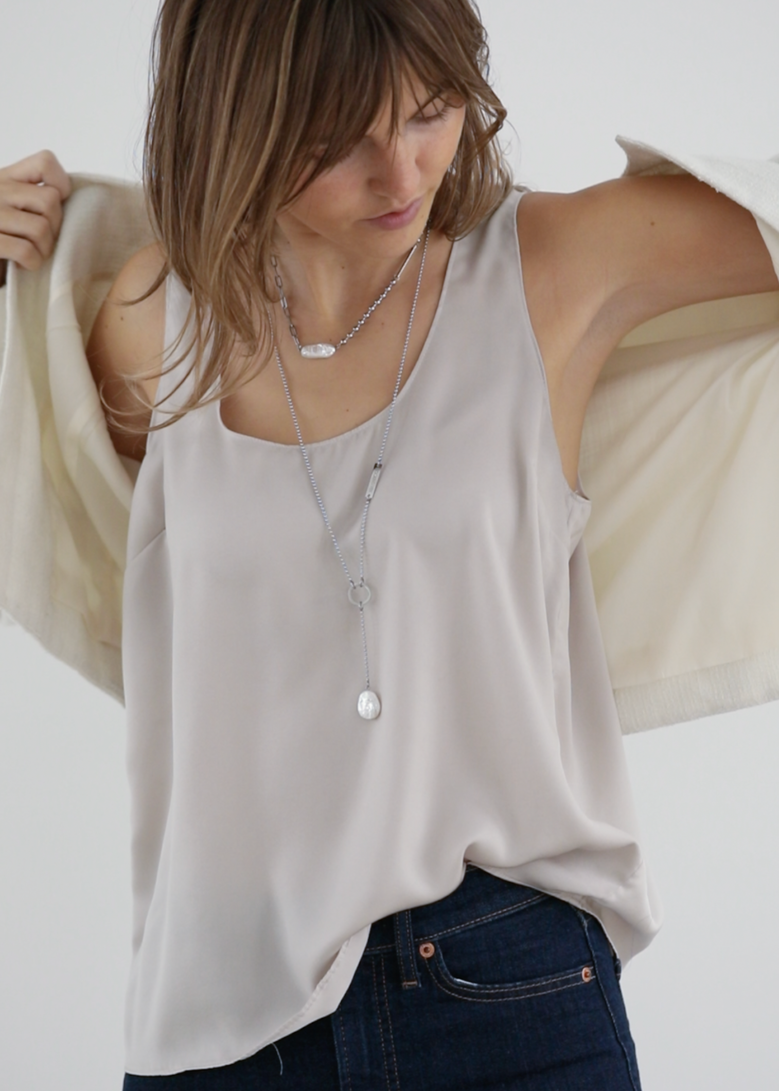 Pearl Edit Long Necklace Steel - Rocking Vibe