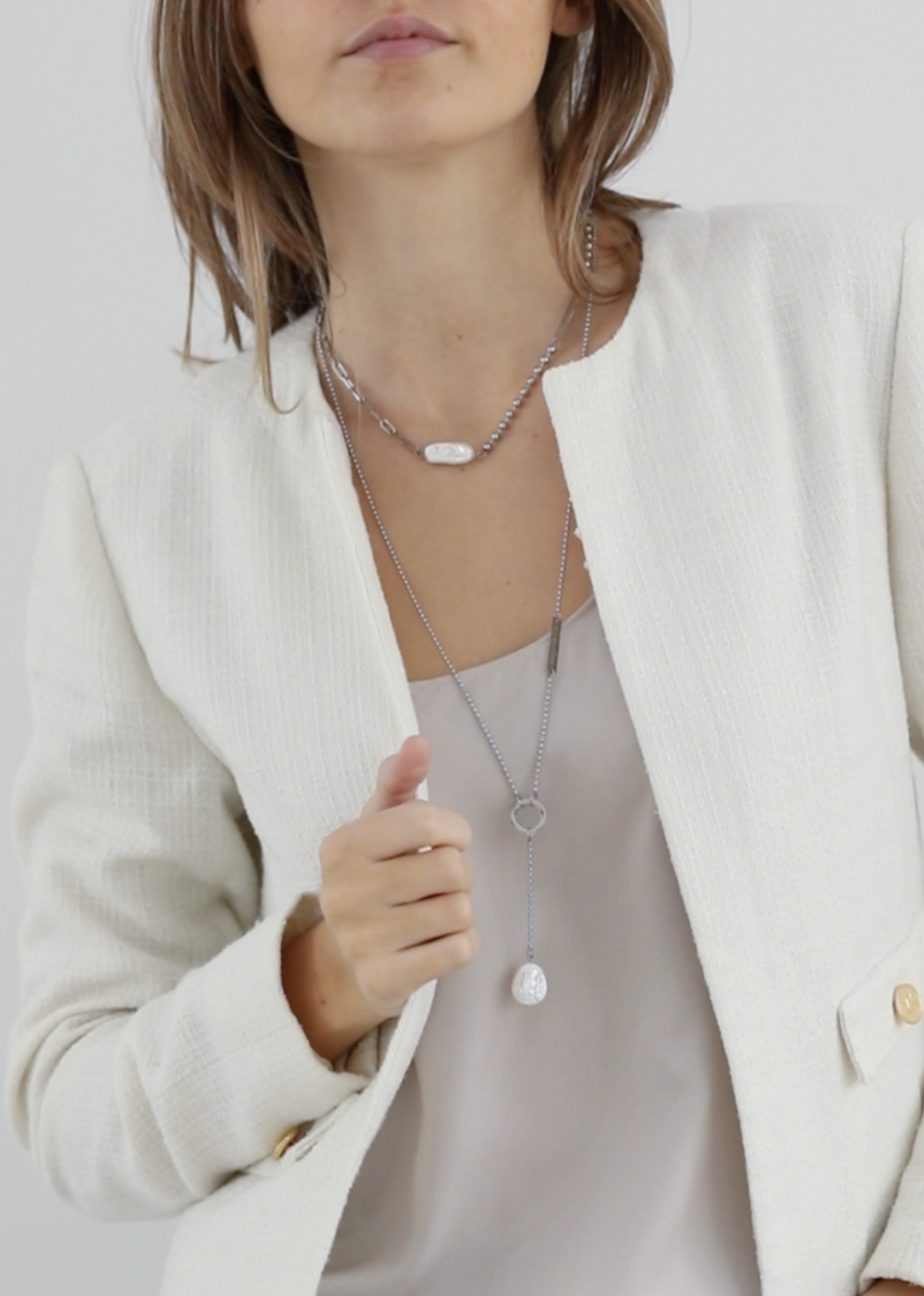 Pearl Edit Long Necklace Steel - Rocking Vibe