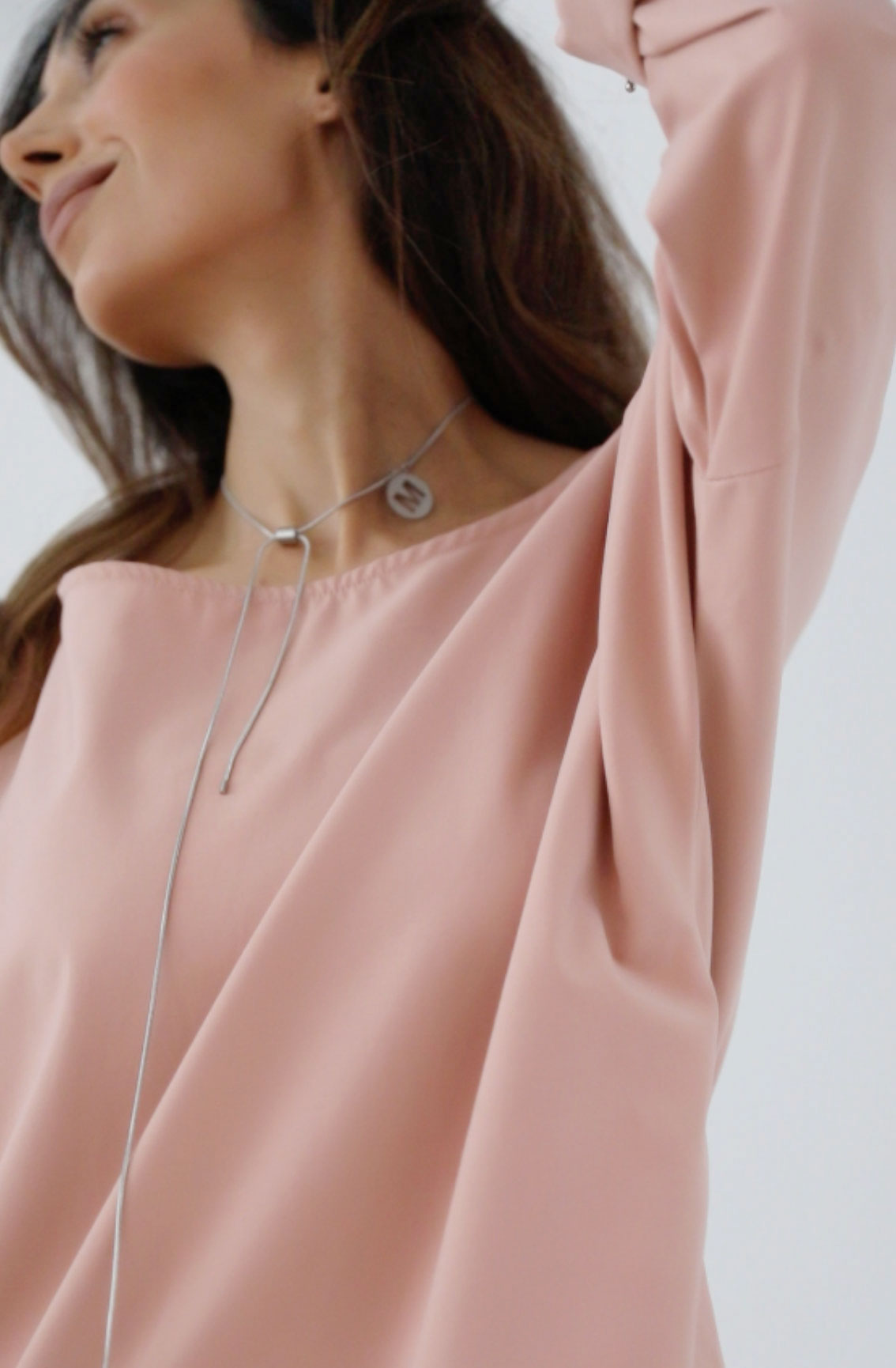 Long Adjustable Snake Chain Necklace in steel