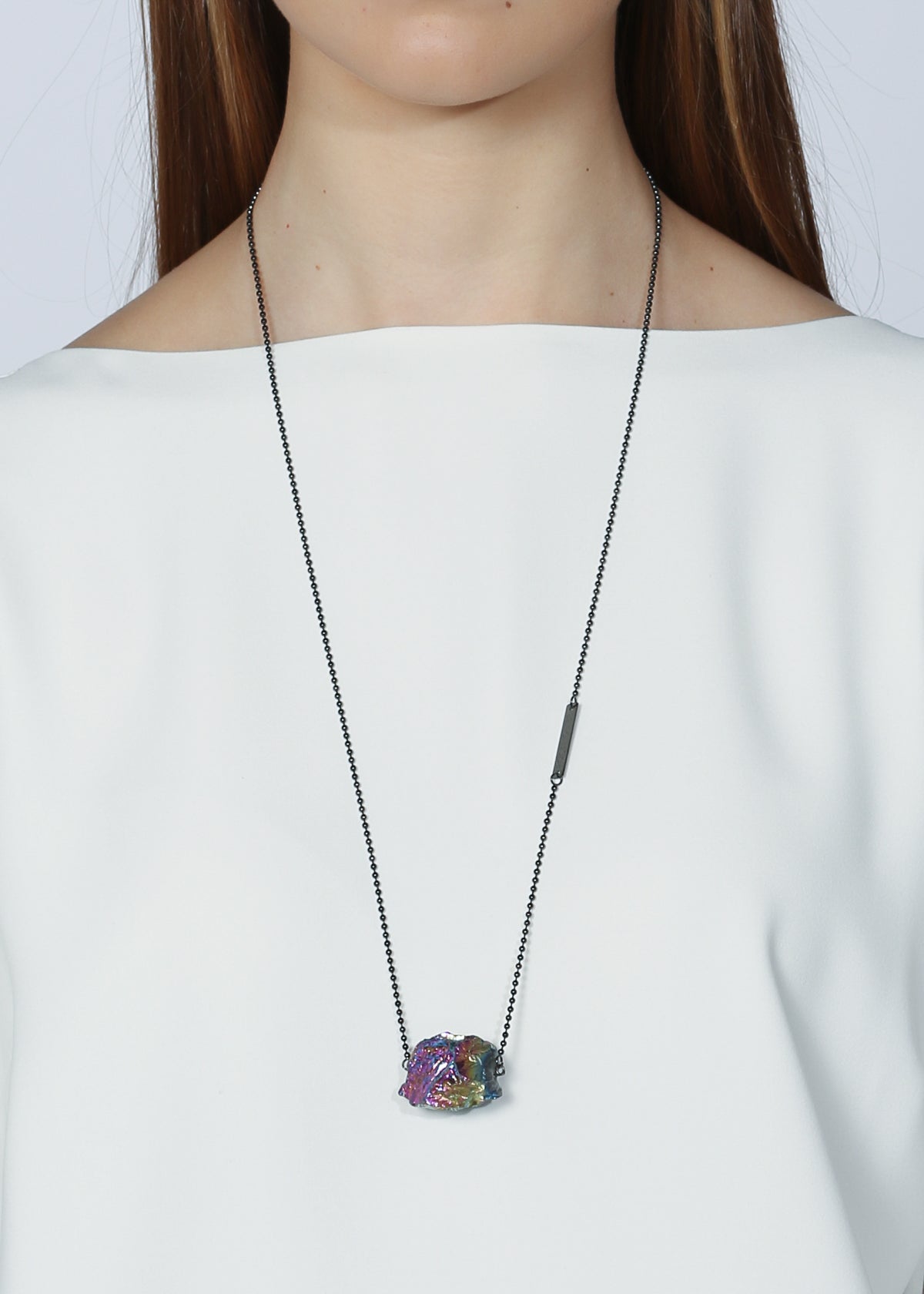 Alpha titanium quartz necklace in gunmetal - Rocking Vibe