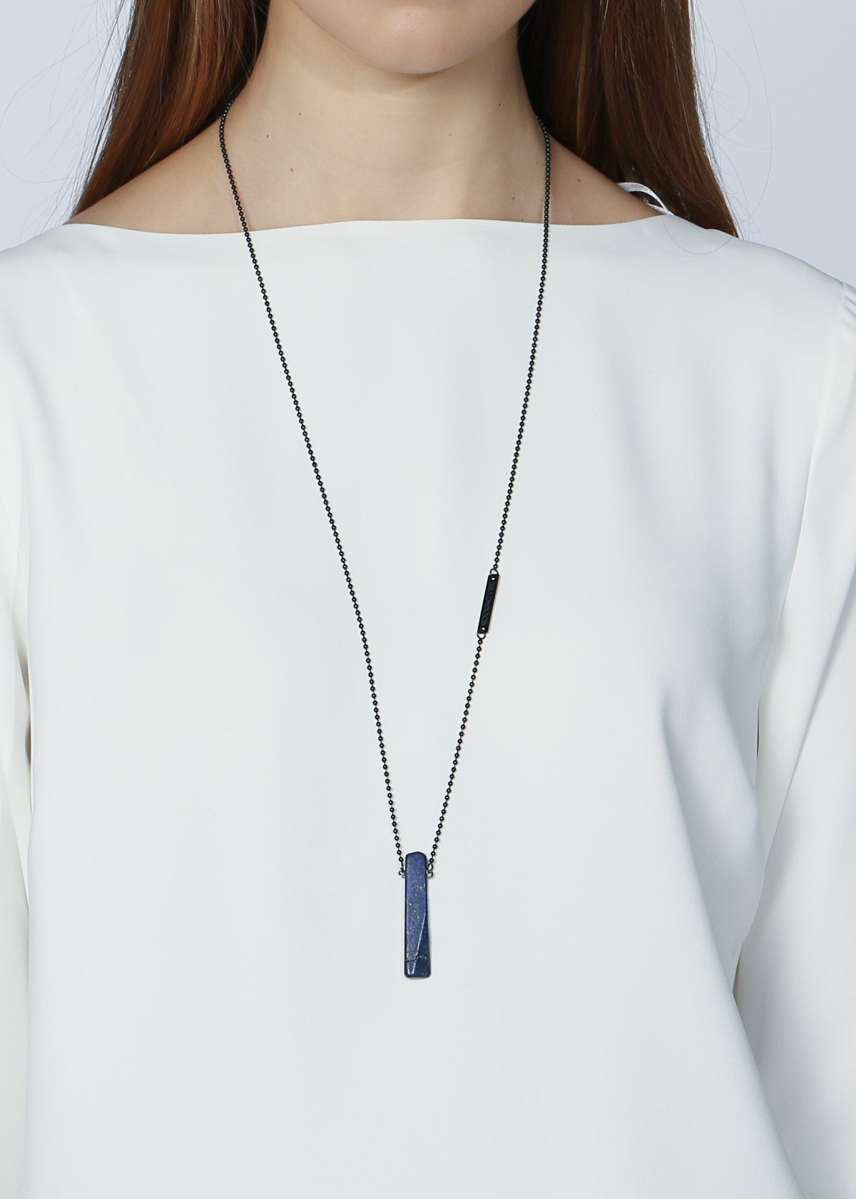 Amulet lapis necklace in gunmetal - Rocking Vibe
