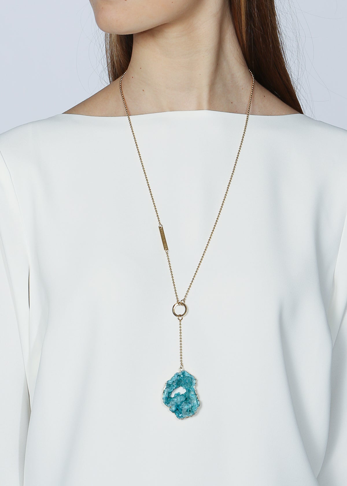 Bliss aqua necklace in gold - Rocking Vibe