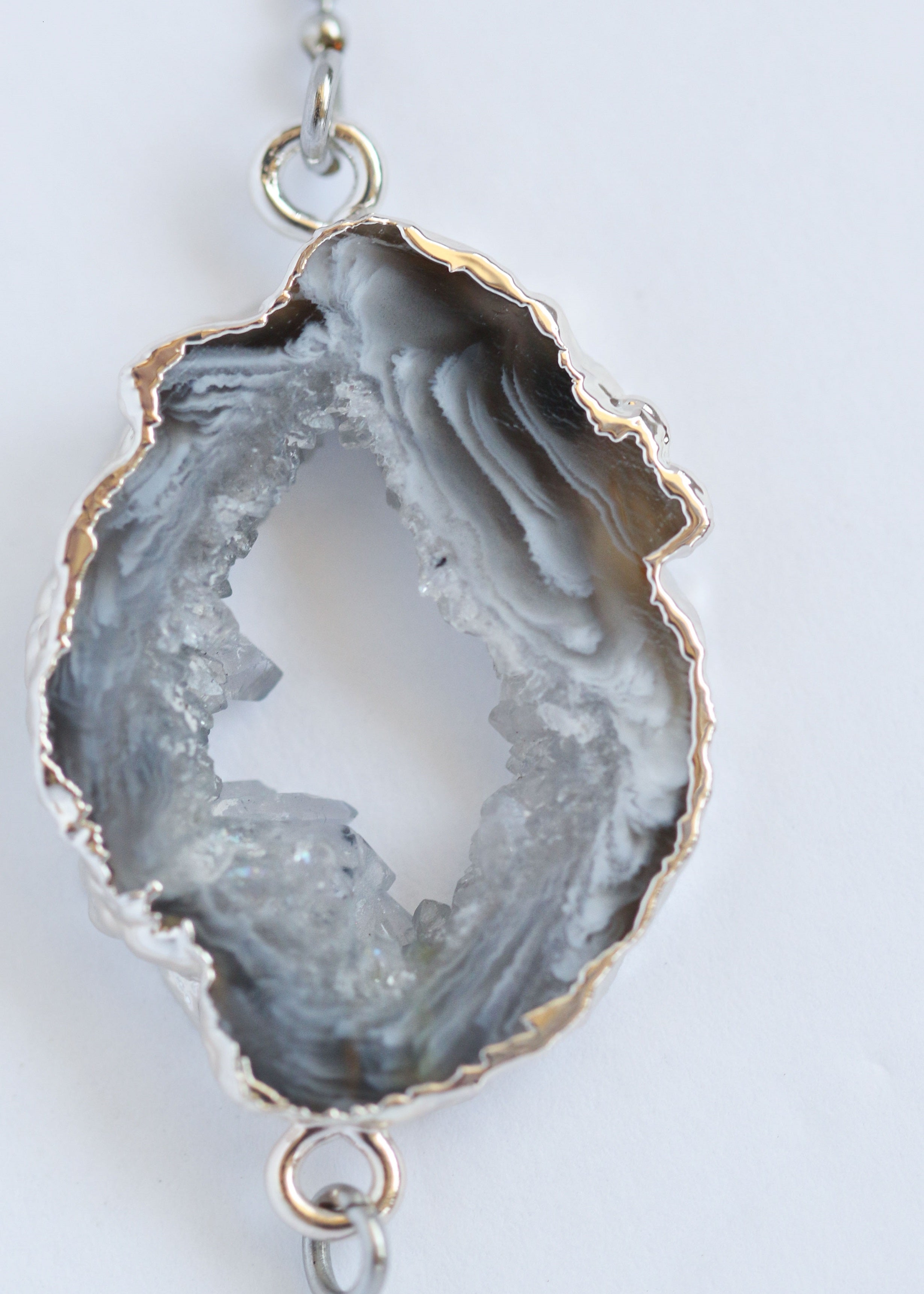 Inferno diffuser necklace in steel, alternate view - Rocking Vibe