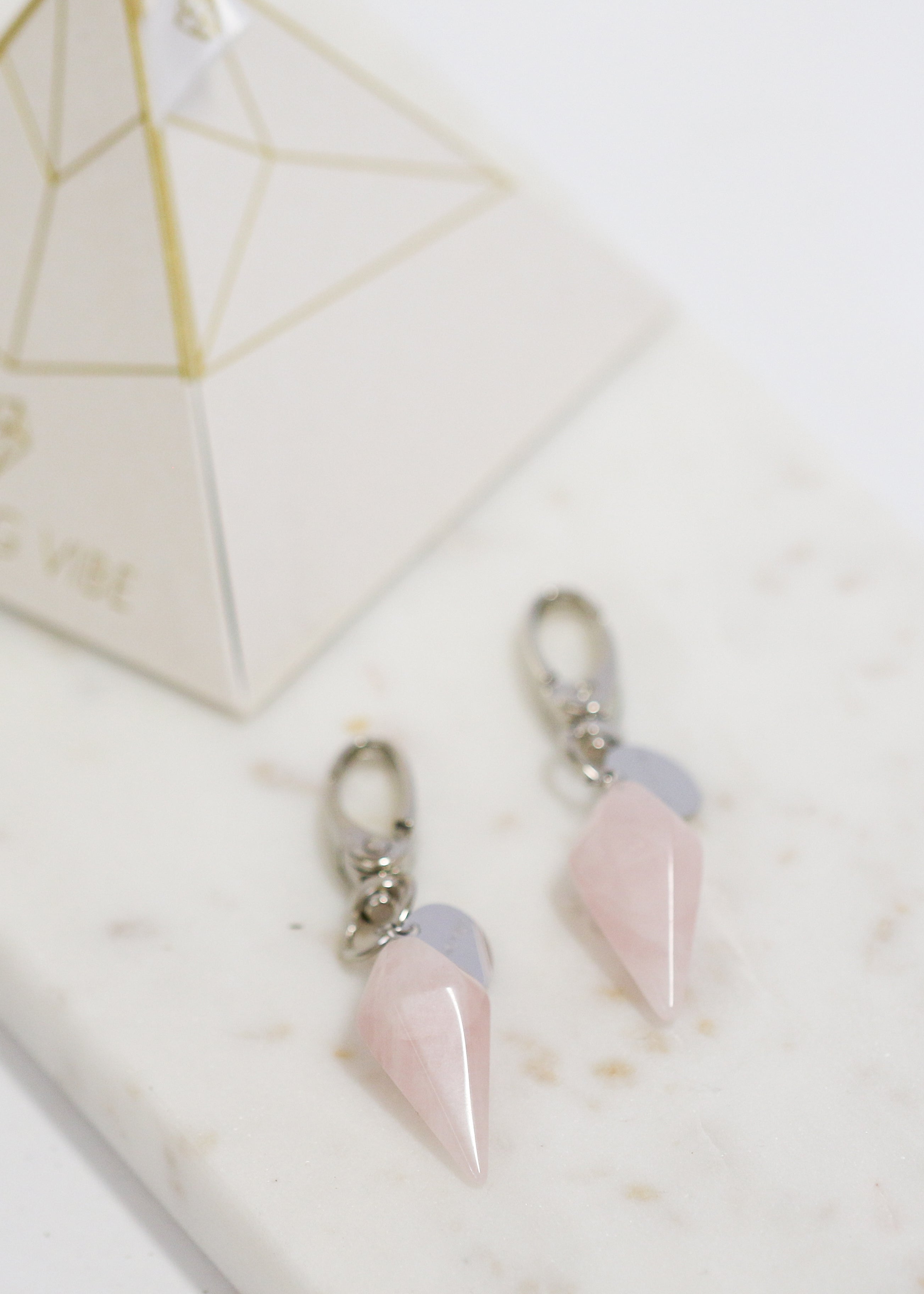 black agate or rose quartz bag charm and keychain