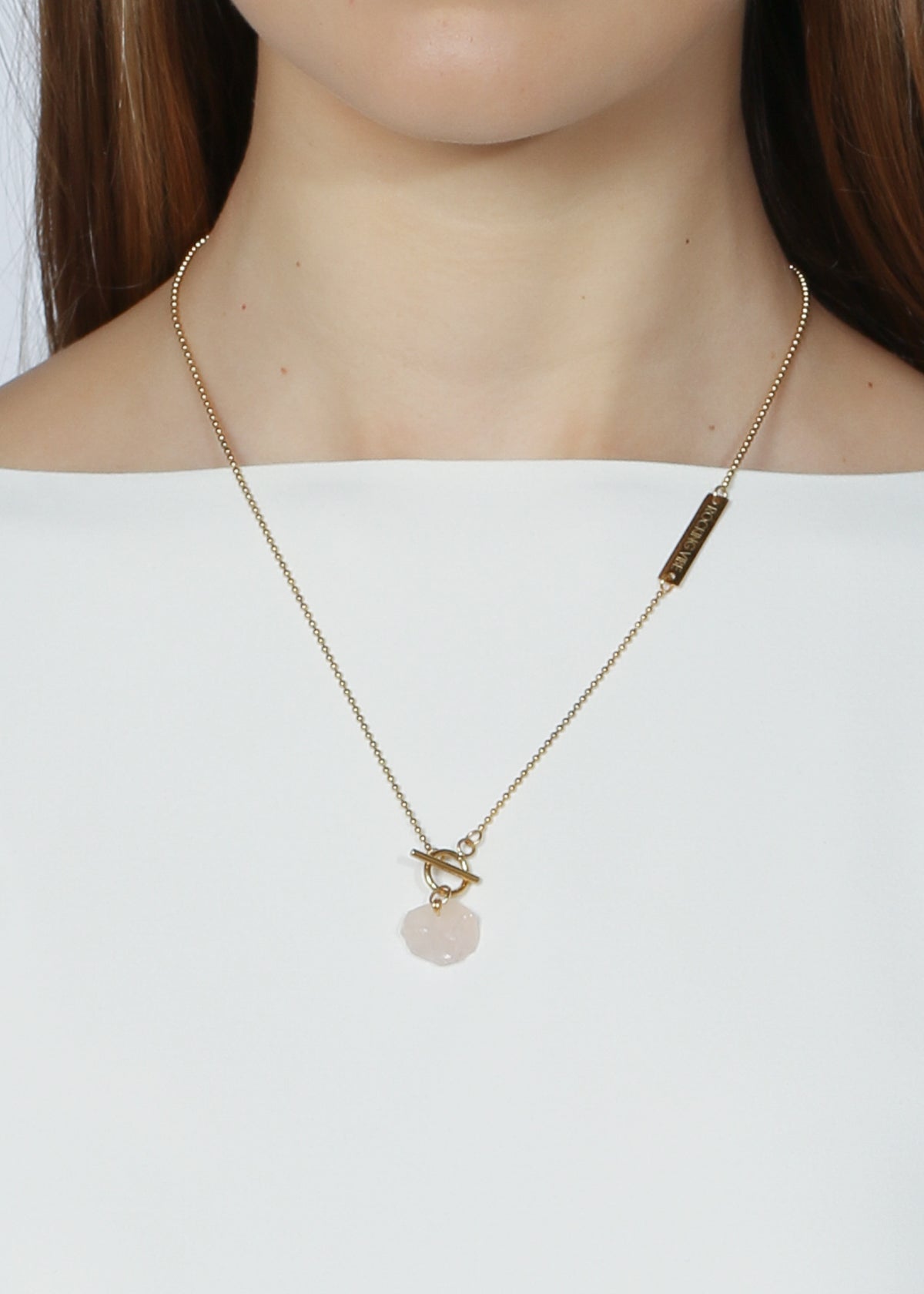 Origin necklace in gold with rose quartz - Rocking Vibe