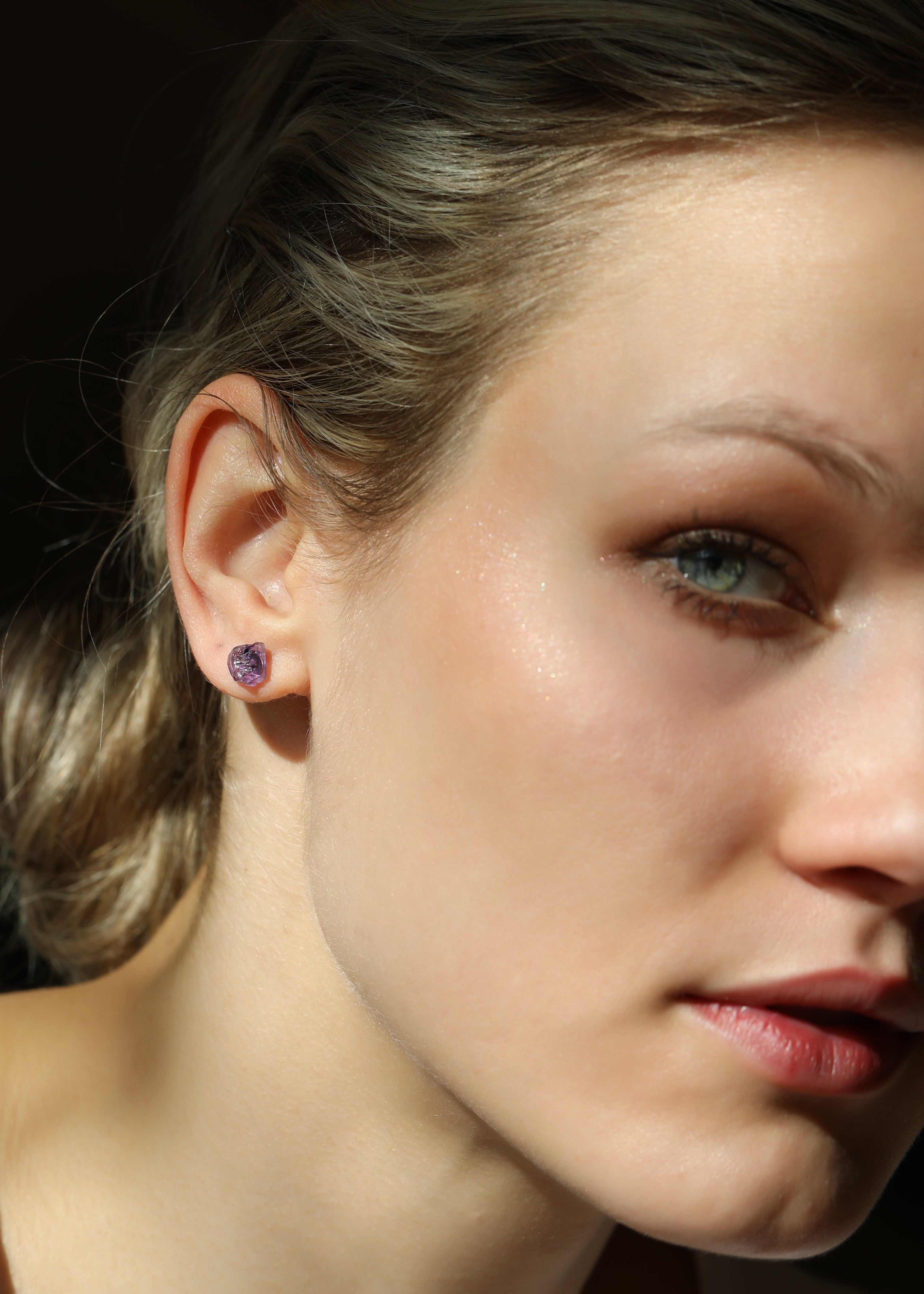 Rock Stud Amethyst earring (single) - Rocking Vibe