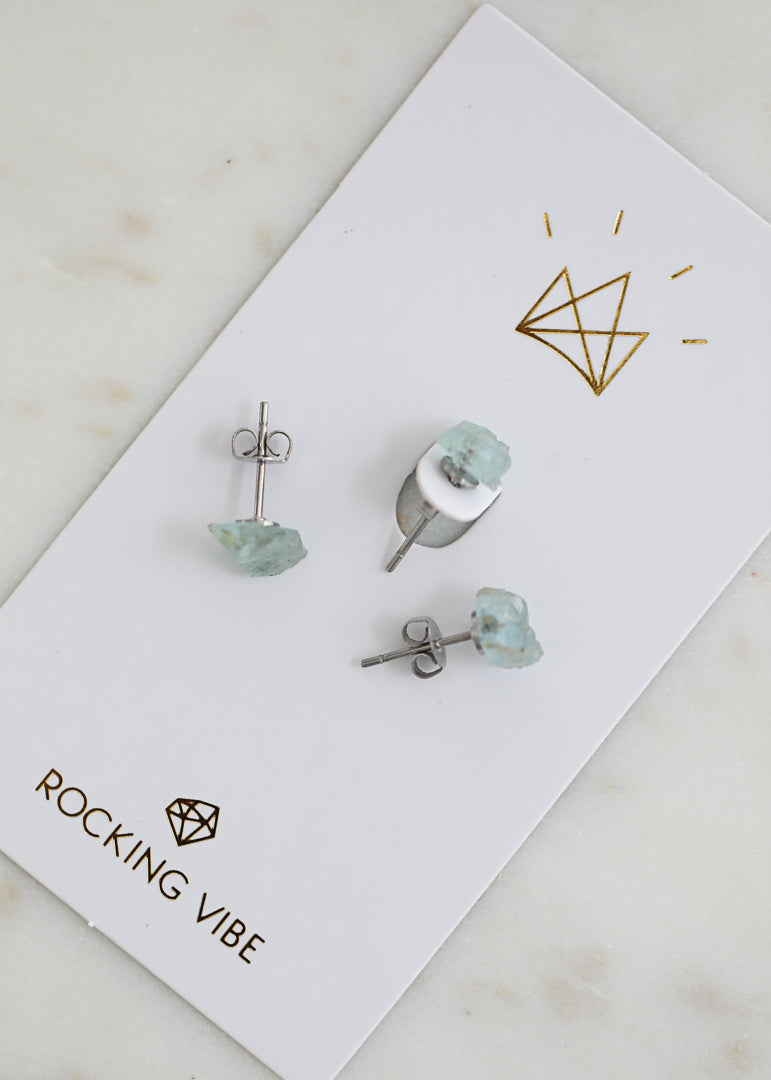 Rock Stud Aquamarine earring, limited edition (single) - Rocking Vibe