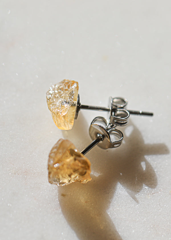 Rock Stud Citrine Earring (single)