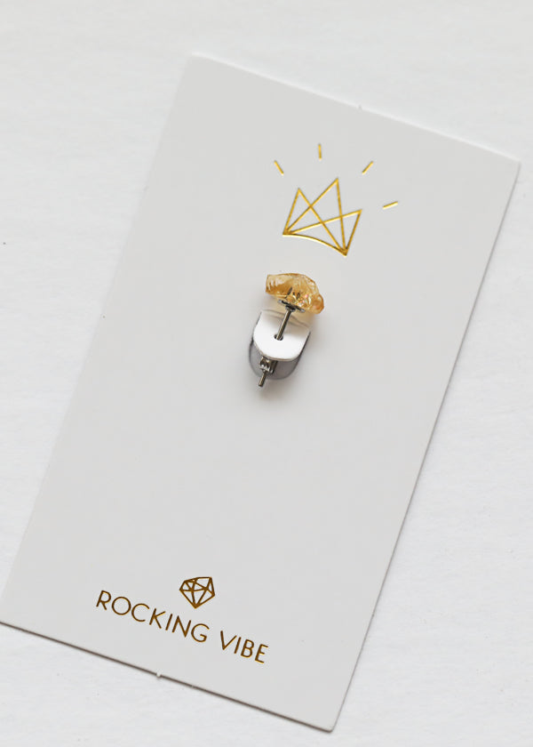 Rock Stud Citrine Earring (single)