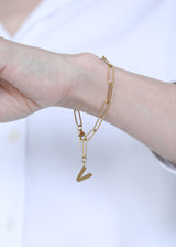 Paperclip bracelet in gold (1 or 2 letters)