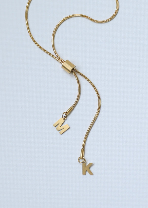 Double Drop Adjustable Snake Chain Necklace in gold