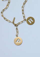 Paperclip adjustable Necklace in gold (1 or 2 letters)