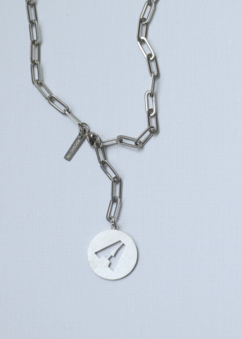 Paperclip adjustable Necklace in steel (1 or 2 letters)