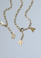 Paperclip adjustable Necklace in gold (1 or 2 letters)