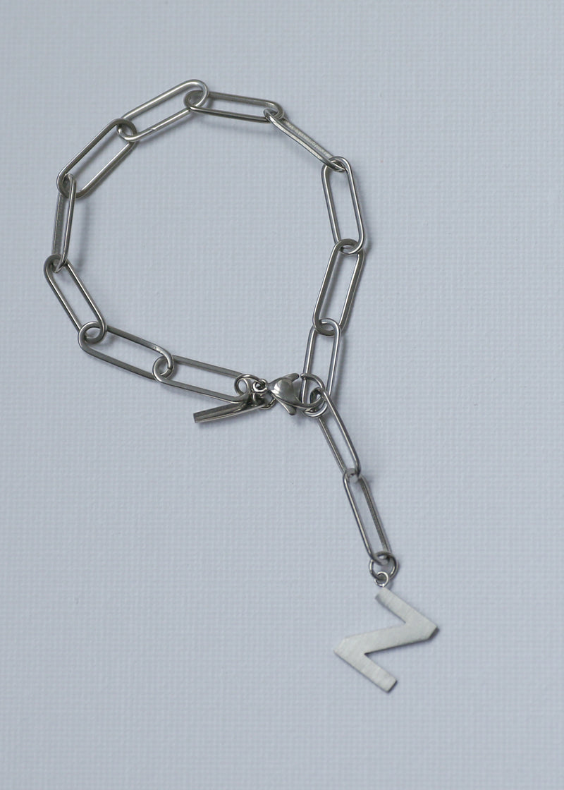 Paperclip bracelet in steel (1 or 2 letters)