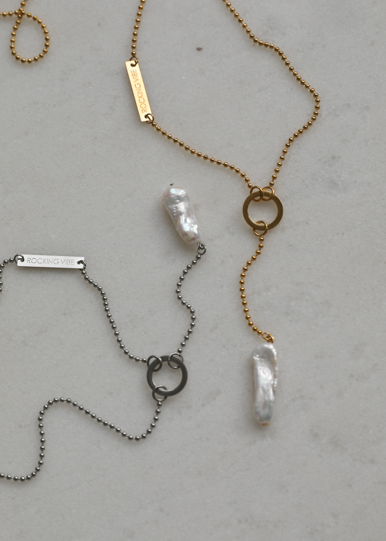 Pearl Edit Long Necklace Steel - Rocking Vibe