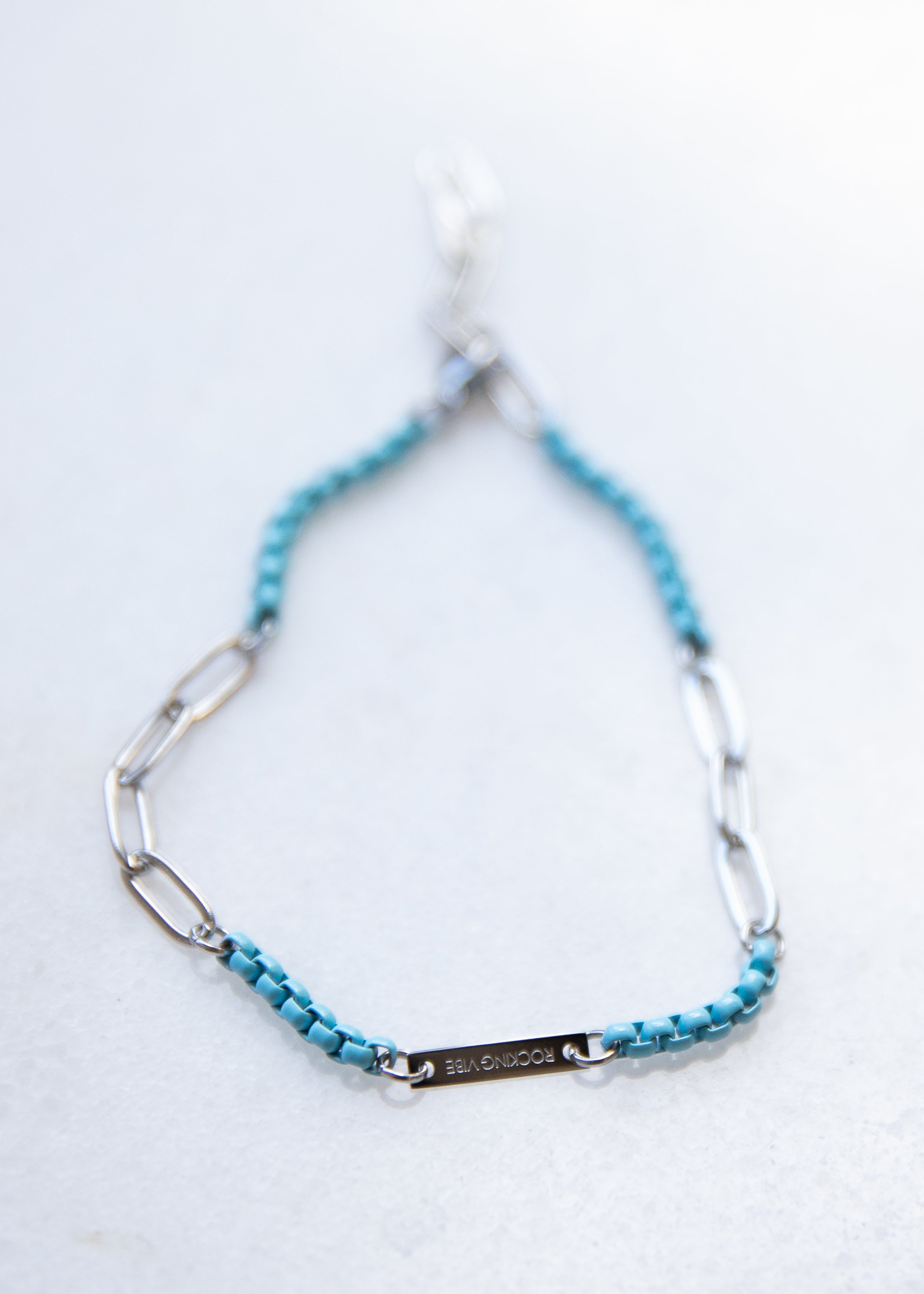 Project Happy 2.0 bracelet in aqua blue, steel - Rocking Vibe