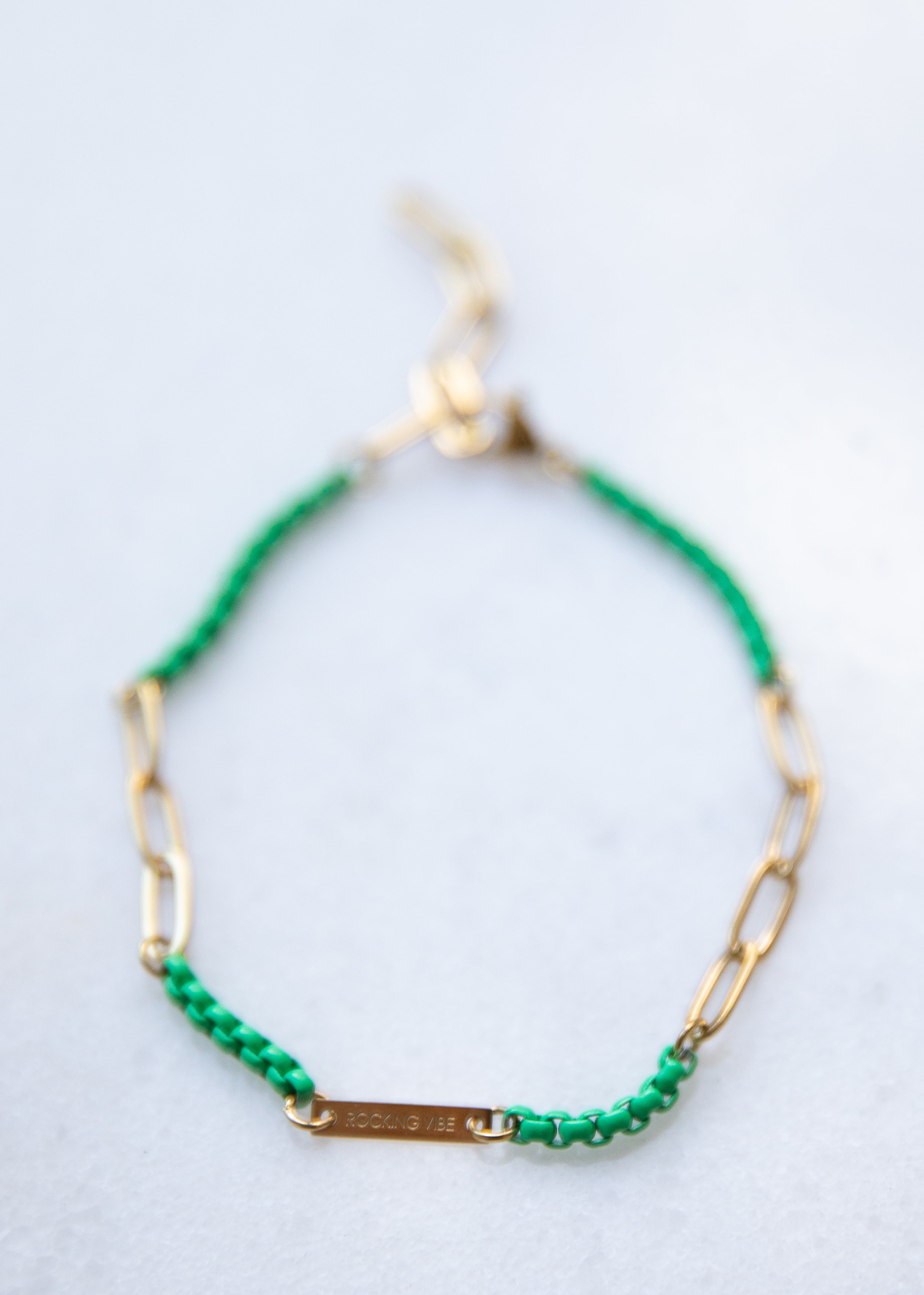 Project Happy 2.0 bracelet in vibrant green, gold - Rocking Vibe