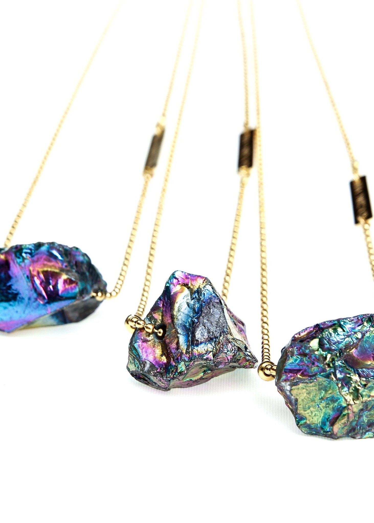 Alpha titanium quartz necklace in gold - Rocking Vibe