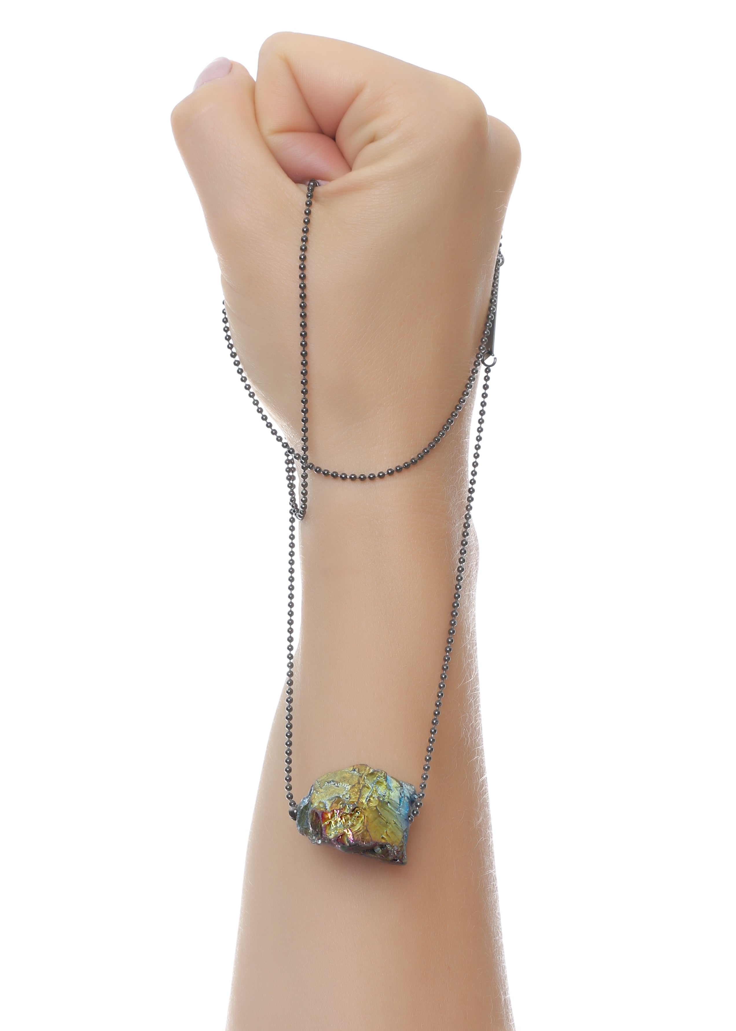 Alpha titanium quartz necklace in gunmetal - Rocking Vibe