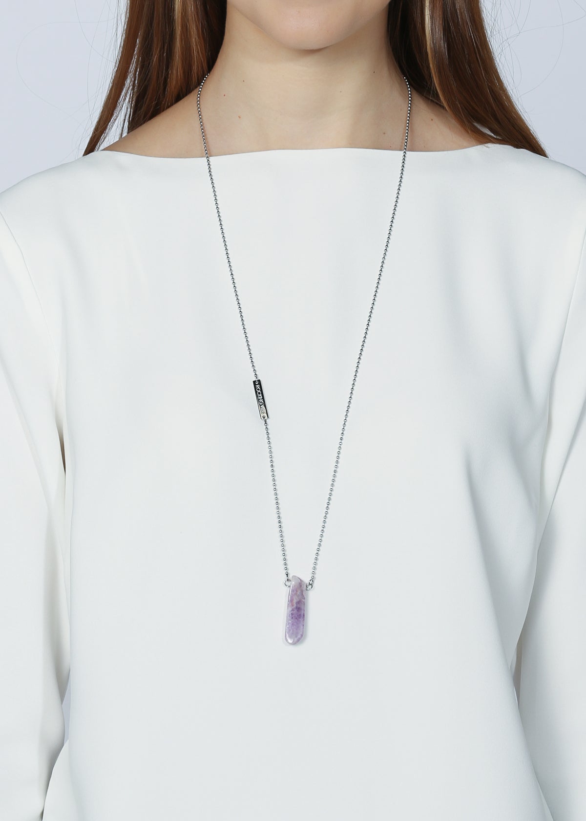 Amulet amethyst necklace in steel - Rocking Vibe