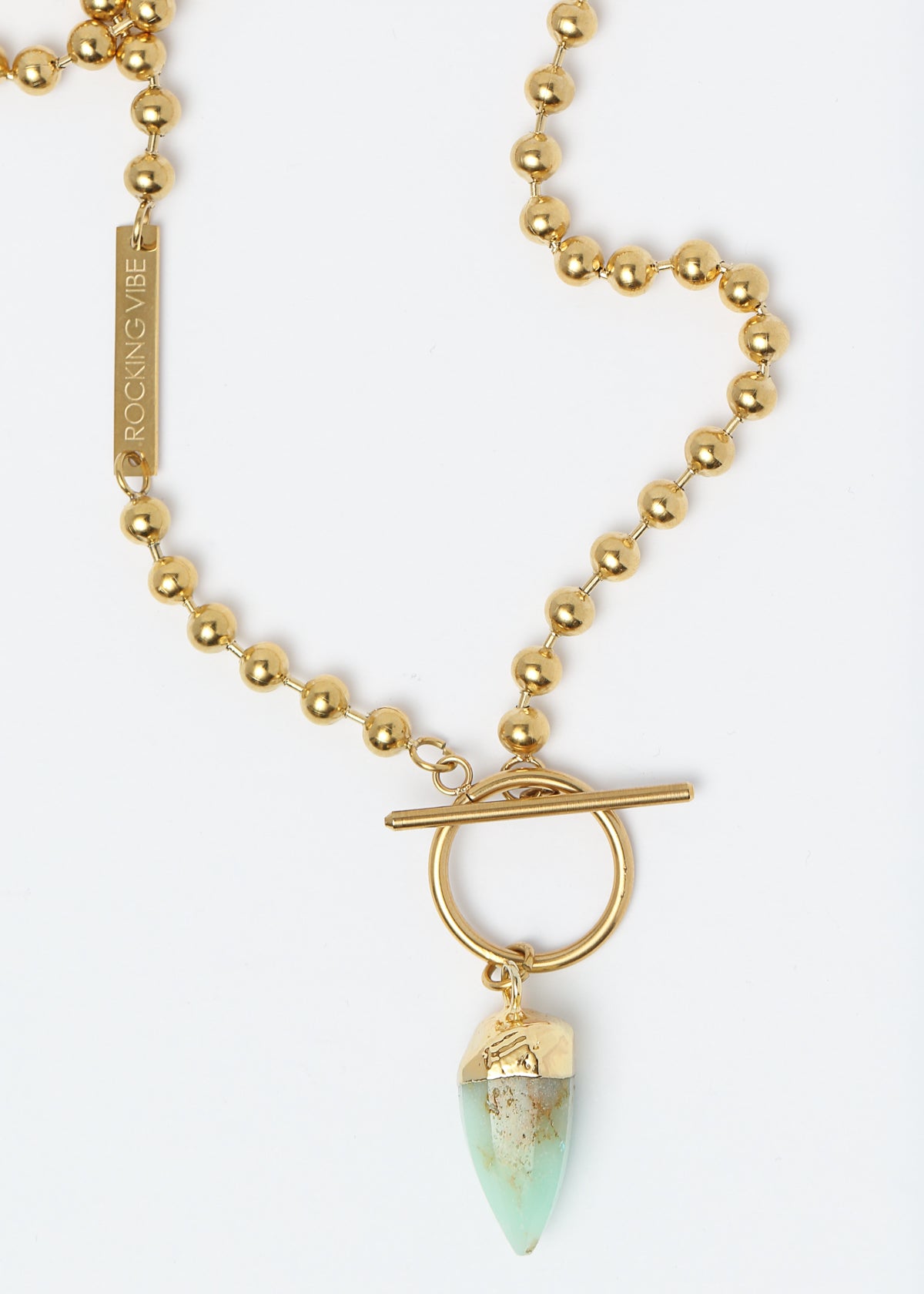 Artemis chrysoprase necklace in gold - Rocking Vibe