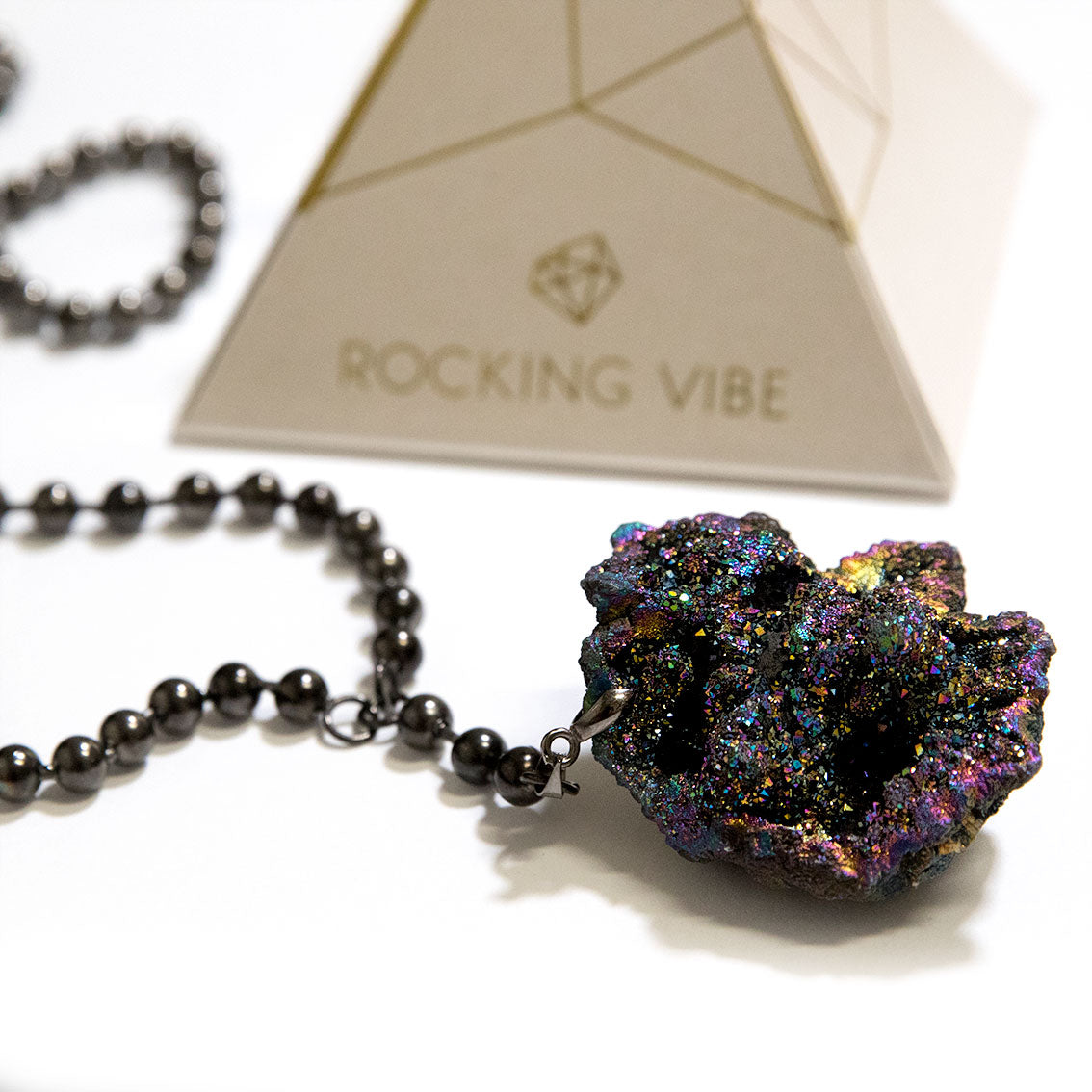 Asteria rainbow diffuser necklace in gunmetal - Rocking Vibe