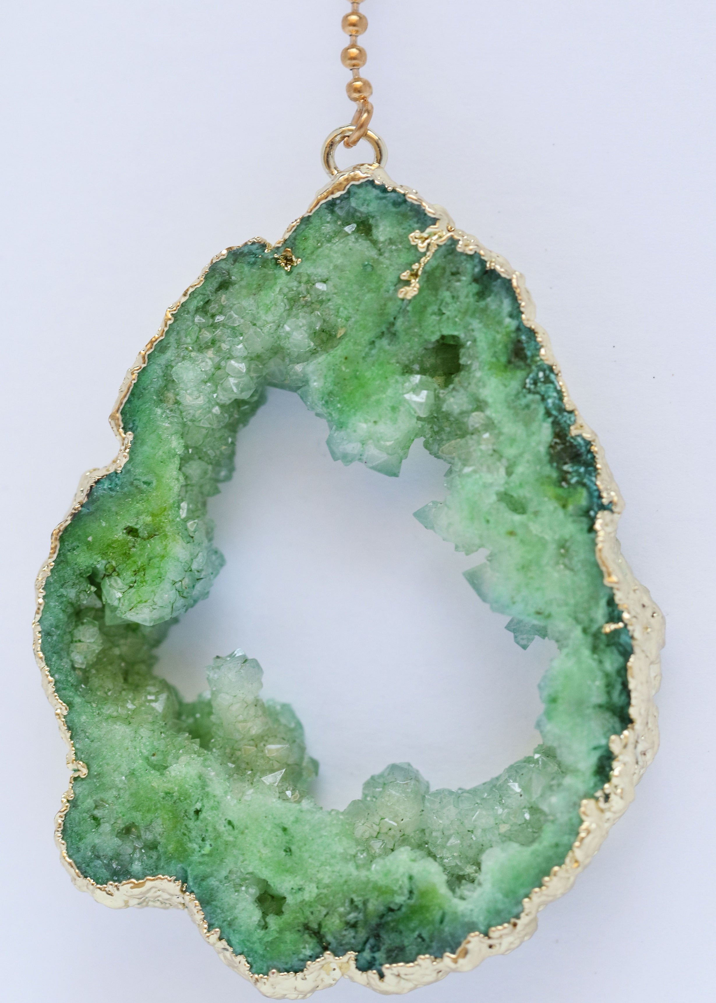 Bliss green necklace in gold, alternate view - Rocking Vibe