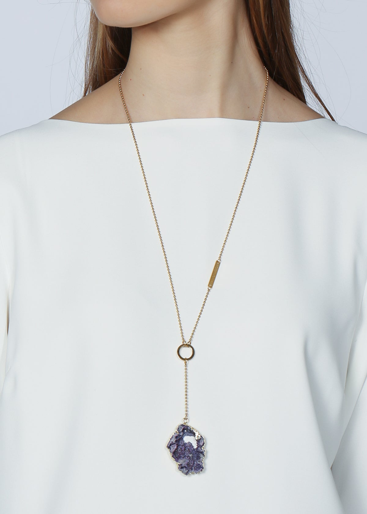Bliss purple necklace in gold - Rocking Vibe