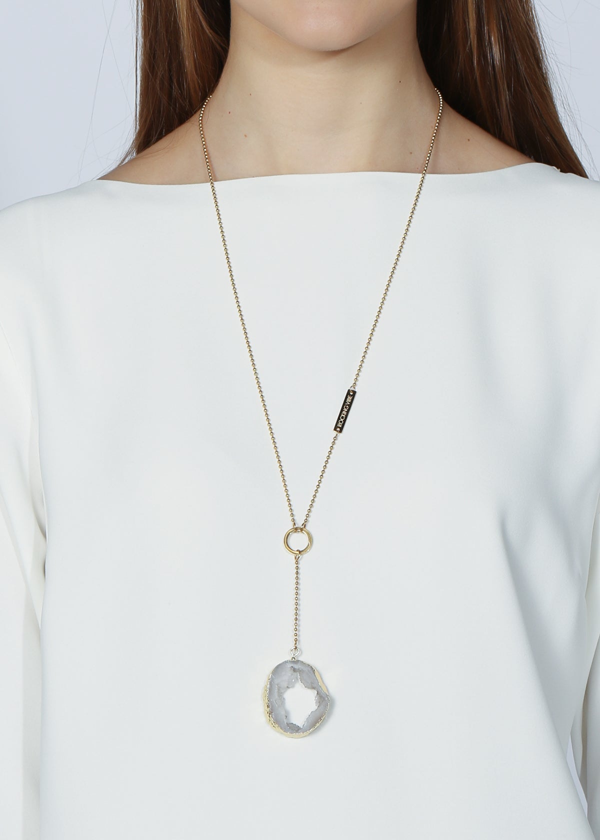 Bliss white necklace in gold - Rocking Vibe